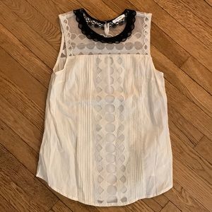 Cream and black delicate sheer top